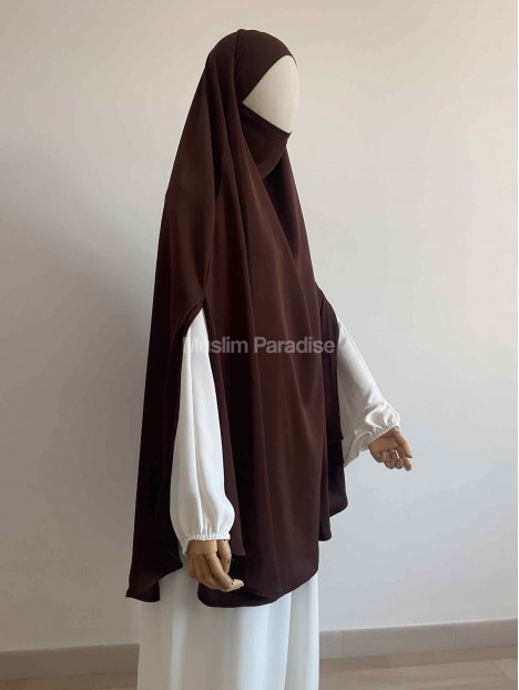 khimar coupe carré marron foncé