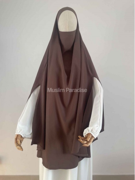 Khimar carré taupe pas cher