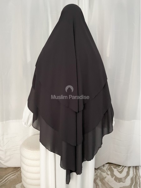 Khimar 3 voiles pas cher gris foncé muslim paradise