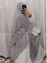 Khimar 3 voiles pas cher gris