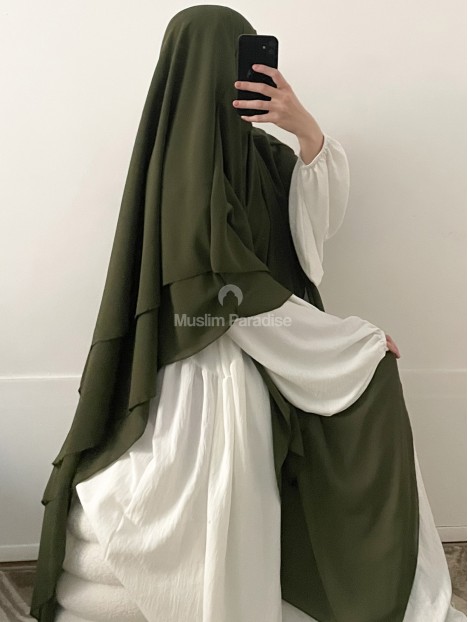 Khimar 3 voiles pas cher kaki