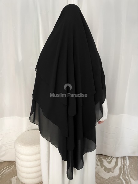 Khimar mousseline pas cher noir