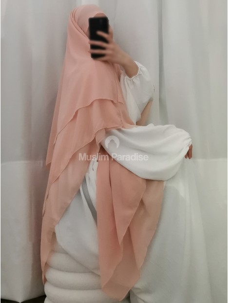 Khimar 3 voiles rose