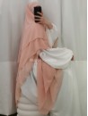 Khimar 3 voiles rose