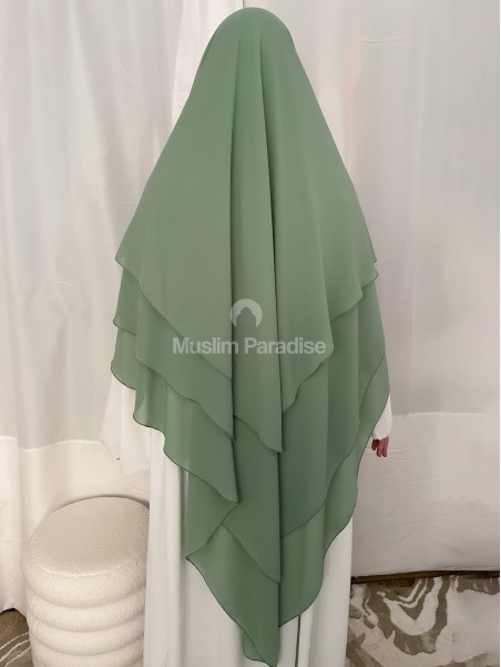 Khimar 3 voiles vert d'eau