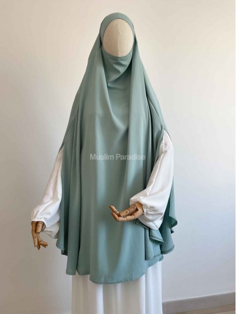 Khimar carré vert d'eau pas cher