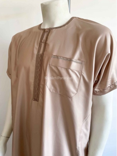 qamis emirati manches courtes beige