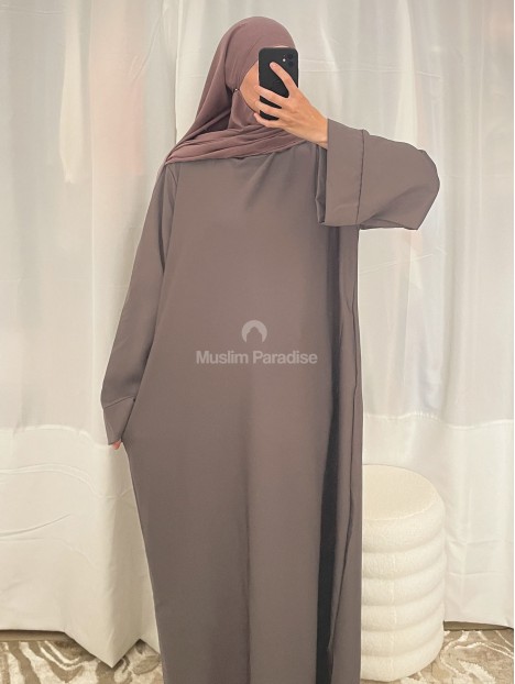 abaya à poche taupe