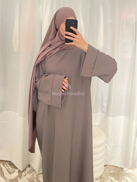 abaya basique à poches pas cher taupe muslim paradise