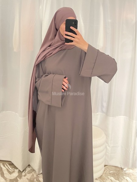 abaya basique à poches pas cher taupe muslim paradise
