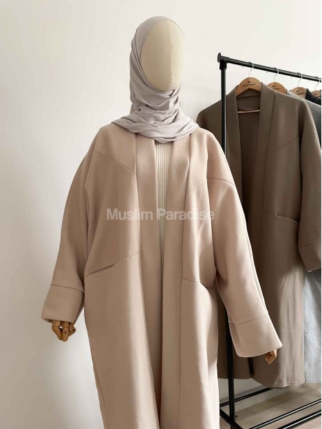 Manteau femme voilée beige