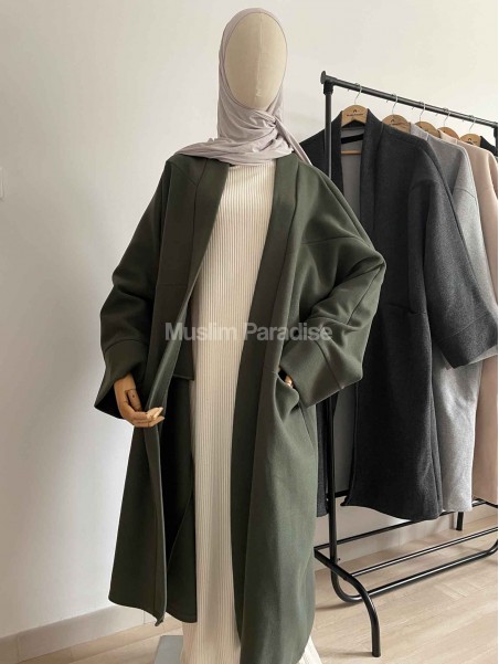 Manteau abaya kaki