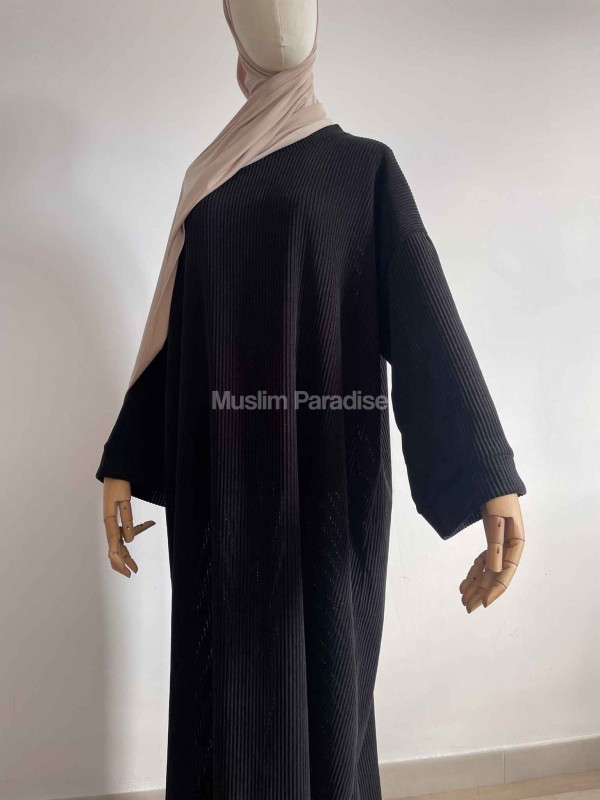 Abaya velour cotelée noir