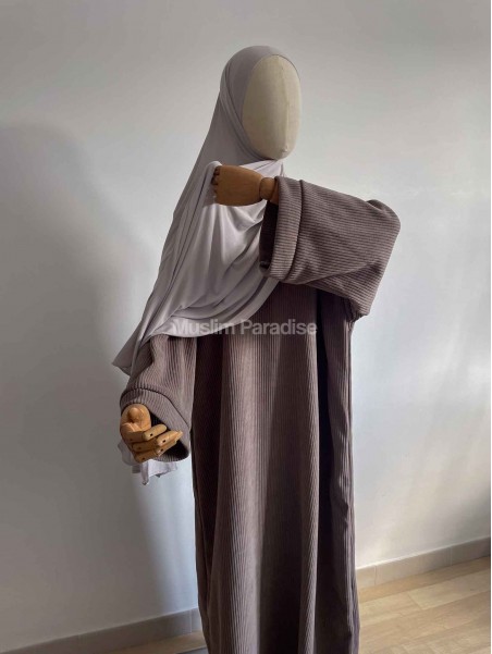 Abaya velour côtelée à petit prix - Muslim Paradise