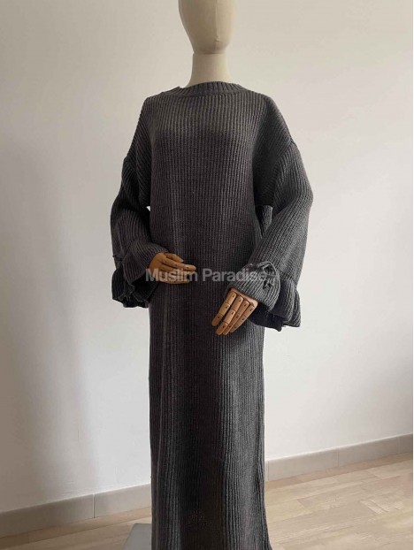 Robe pull voilée gris foncé