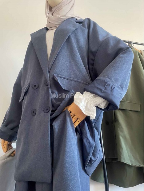 Ensemble tailleur oversize bleu jean