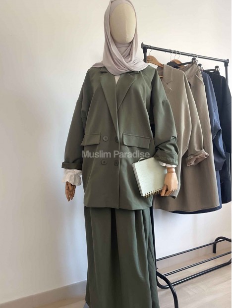 Ensemble tailleur oversize kaki
