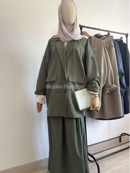 Ensemble tailleur oversize kaki