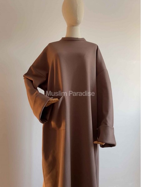Abaya coton taupe