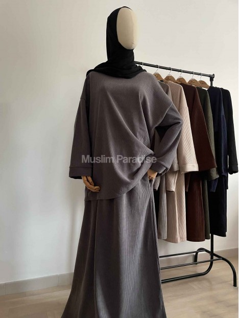 Ensemble velour gris foncé