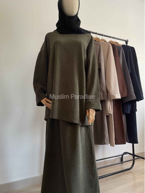 Ensemble velour kaki