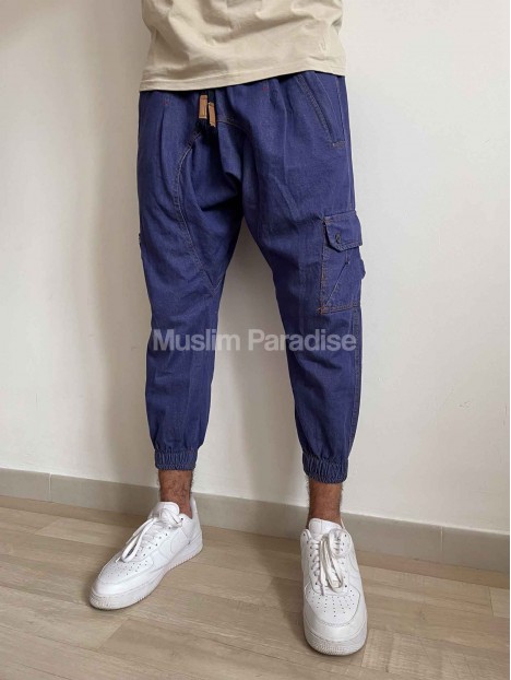 Pantalón Cargo Sarouel Clásico y auténtico denim azul - Muslim Paradise