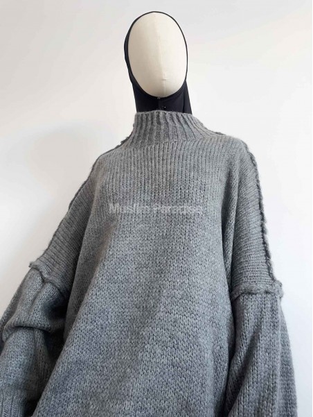 Pull oversize gris