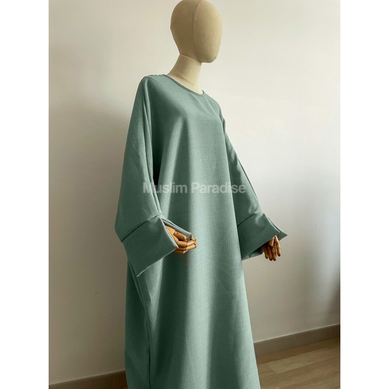 Abaya lin vert d'eau