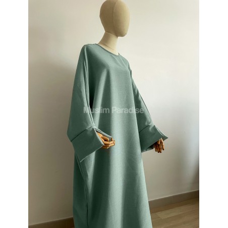 Abaya lin vert d'eau