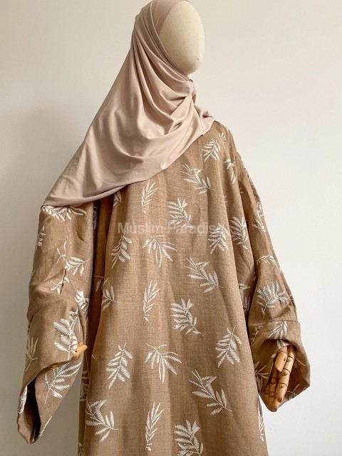 Abaya imprimé beige
