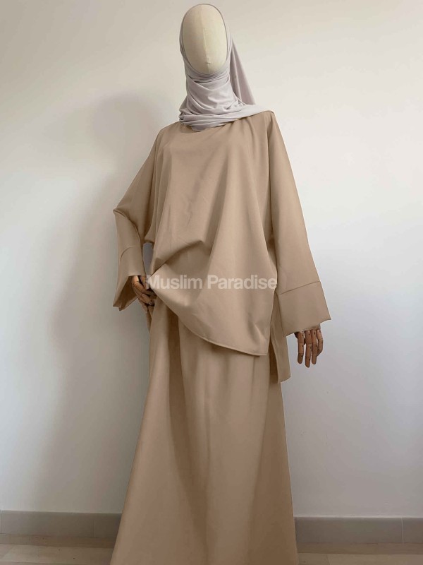 Ensemble basique jupe beige