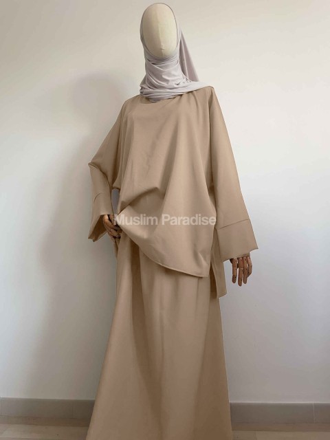 Ensemble basique jupe beige