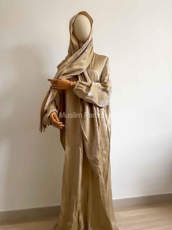 abaya effet métallisé couleur champagne
