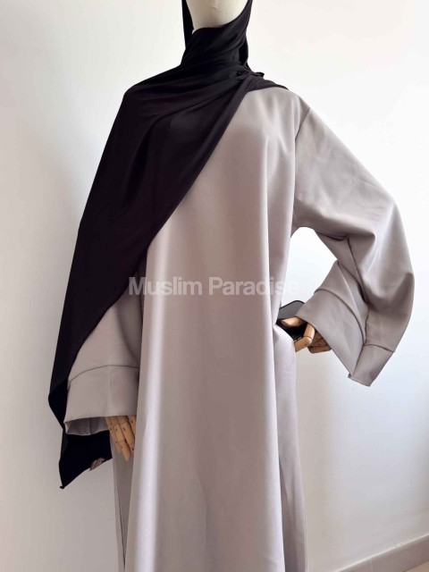 abaya à poche gris clair