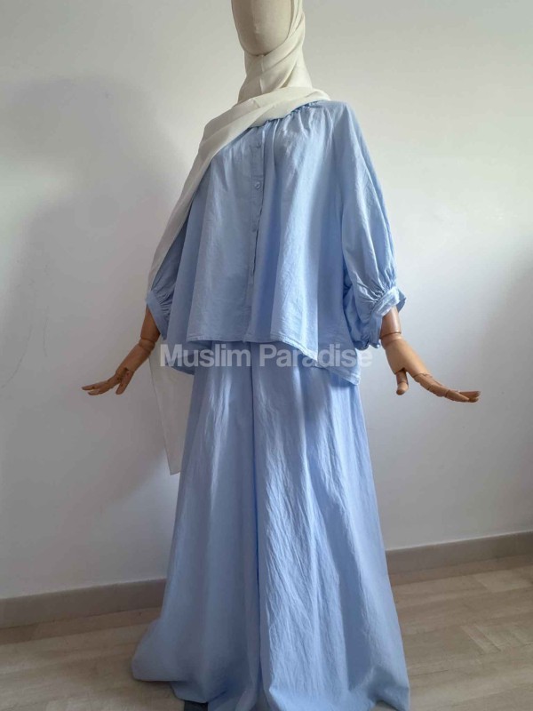 ensemble coton bleu