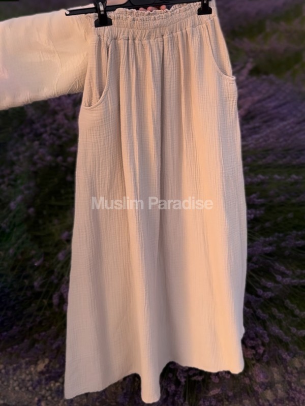Jupe maxi en coton gaufré style mastour pour femme