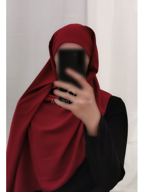hijab maxi rouge bordeaux avec bonnet