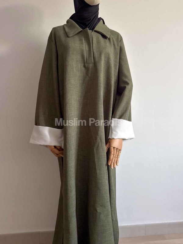 Abaya Elegante con Cuello Camisero – Tejido Premium – Corte Amplio y Estilo Refinado – Muslim Paradise