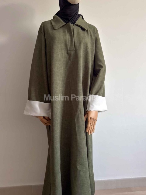Abaya Elegante con Cuello Camisero – Tejido Premium – Corte Amplio y Estilo Refinado – Muslim Paradise