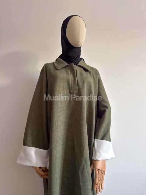 Abaya Elegante con Cuello Camisero – Tejido Premium – Corte Amplio y Estilo Refinado – Muslim Paradise