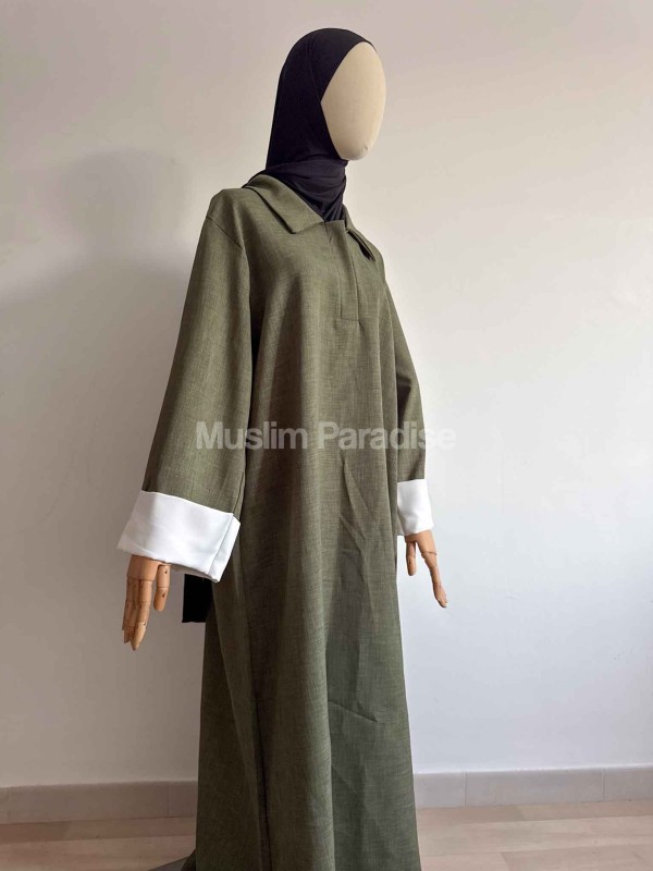 Abaya Elegante con Cuello Camisero – Tejido Premium – Corte Amplio y Estilo Refinado – Muslim Paradise