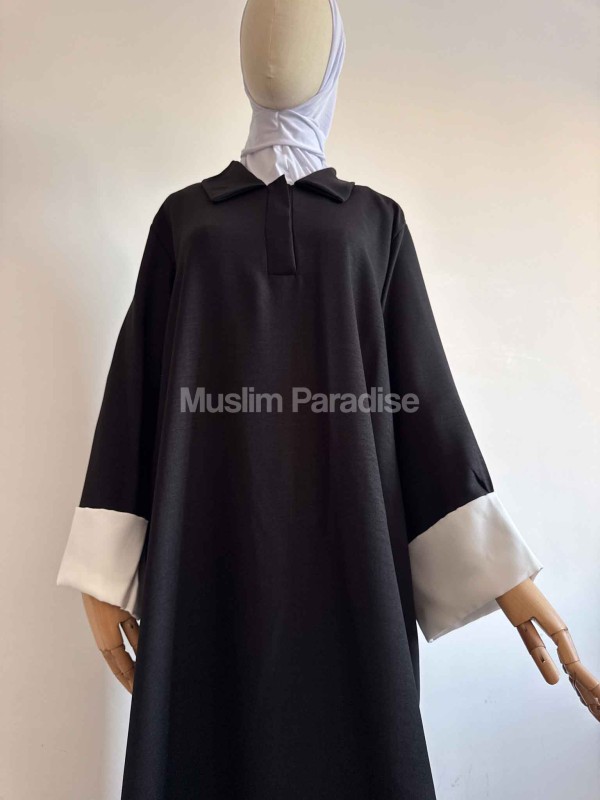 Abaya Elegante con Cuello Camisero – Tejido Premium – Corte Amplio y Estilo Refinado – Muslim Paradise