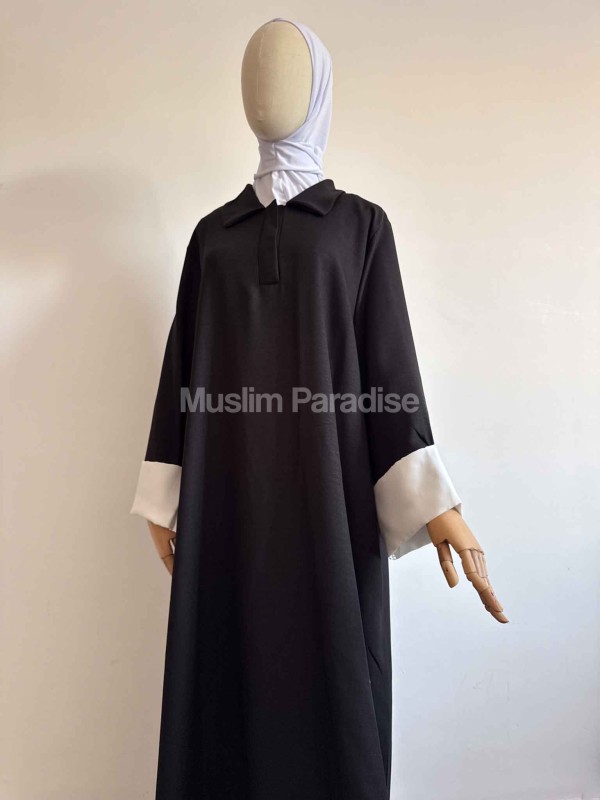 Abaya Elegante con Cuello Camisero – Tejido Premium – Corte Amplio y Estilo Refinado – Muslim Paradise