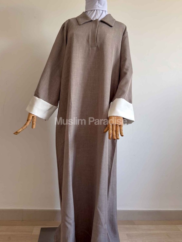 Abaya Elegante con Cuello Camisero – Tejido Premium – Corte Amplio y Estilo Refinado – Muslim Paradise