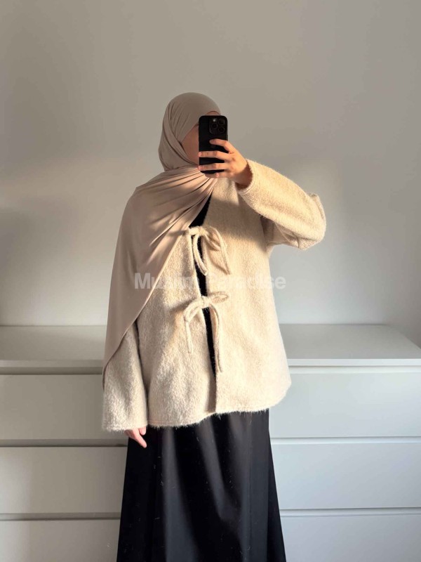 Manteau pudique Muslim Paradise en tissu effet laine brossée