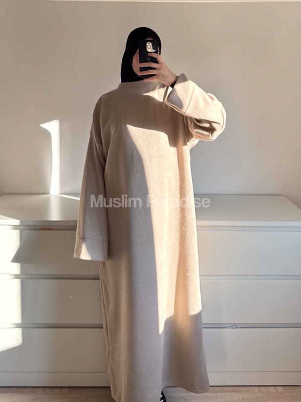 Abaya jersey efecto lana – Vestido largo cálido y modesto - Muslim Paradise