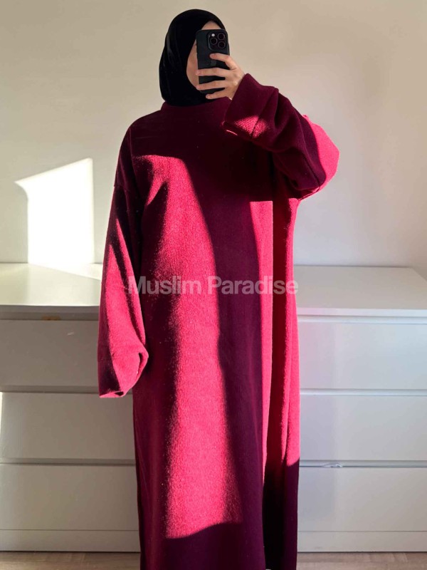 Abaya pull effet laine côtelé - Robe longue chaude et pudique - Muslim Paradise