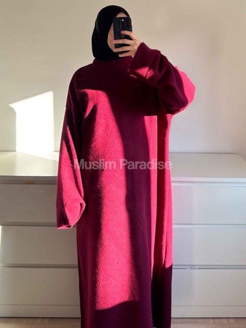 Abaya pull effet laine côtelé - Robe longue chaude et pudique - Muslim Paradise