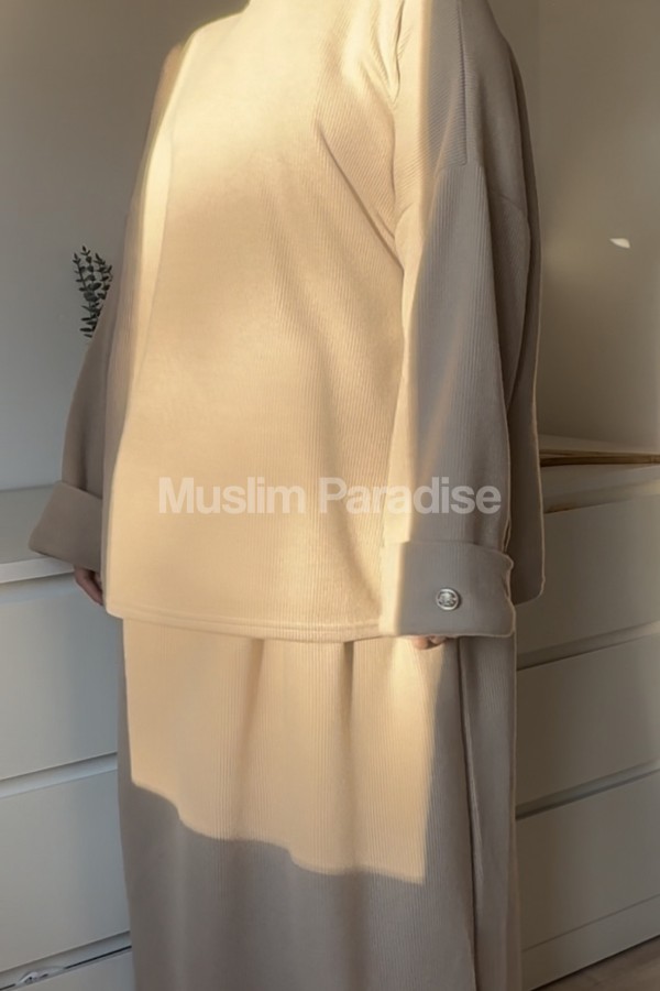 Conjunto jersey y falda efecto lana acanalada - Conjunto cálido y modesto - Muslim Paradise