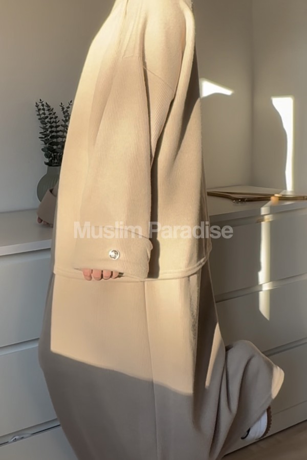 Conjunto jersey y falda efecto lana acanalada - Conjunto cálido y modesto - Muslim Paradise